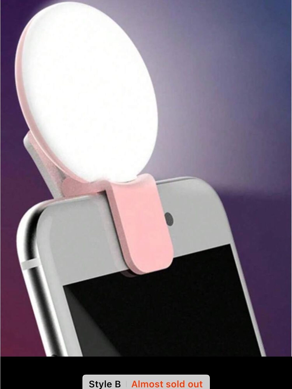 Portable Pink Clip-On Selfie LED Light for Smartphones